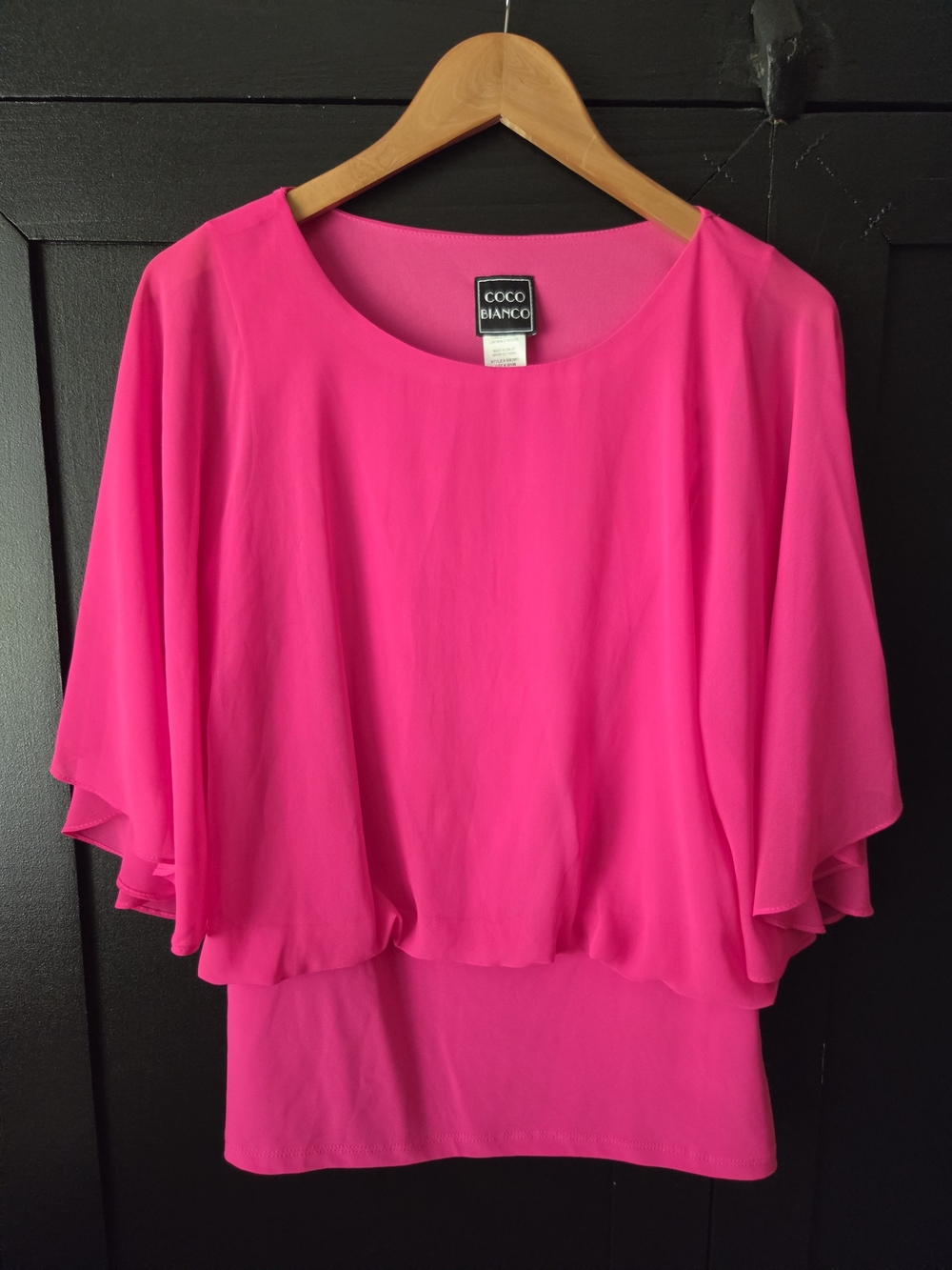 Women's Coco Bianco Hot Pink Flowy Sleeve Blouse ~ Size Small
